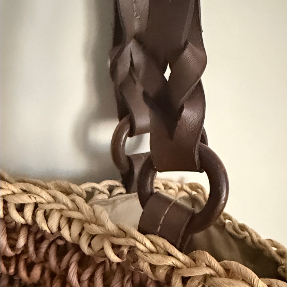 Braided Straw Shoulder Bag in Brown and Natural - Picture 6 of 6